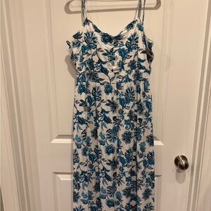 Ann Taylor Blue and White Floral Midi Dress